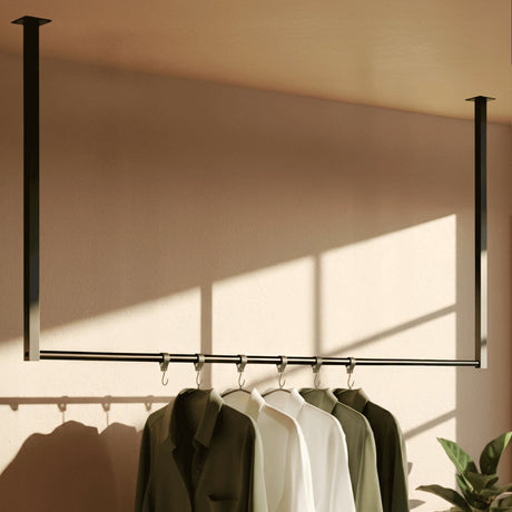 Kledingstang Fenton Zwart – Wand- en Plafondmontage – Metaal – Modern Design Kapstok Knuska