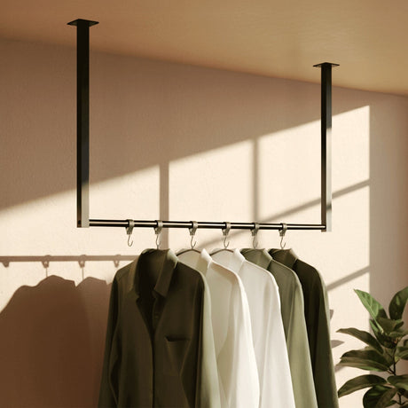 Kledingstang Fenton Zwart – Wand- en Plafondmontage – Metaal – Modern Design Kapstok Knuska