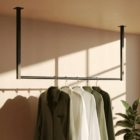 Kledingstang Fenton Zwart – Wand- en Plafondmontage – Metaal – Modern Design Kapstok Knuska