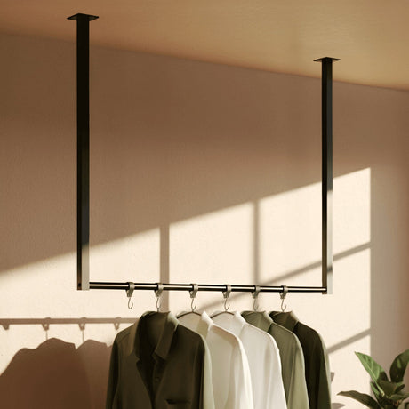 Kledingstang Fenton Zwart – Wand- en Plafondmontage – Metaal – Modern Design Kapstok Knuska