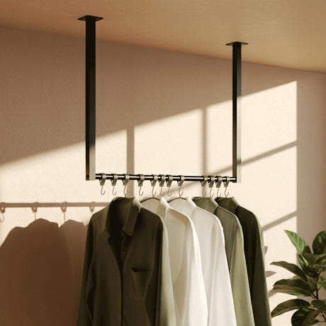 Kledingstang Fenton Zwart – Wand- en Plafondmontage – Metaal – Modern Design Kapstok Knuska