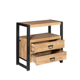 Ladenkast - Naturel Mangohout - 80x80 cm - 2 Laden & Open Vak Storage Cabinets & Lockers Starfurn