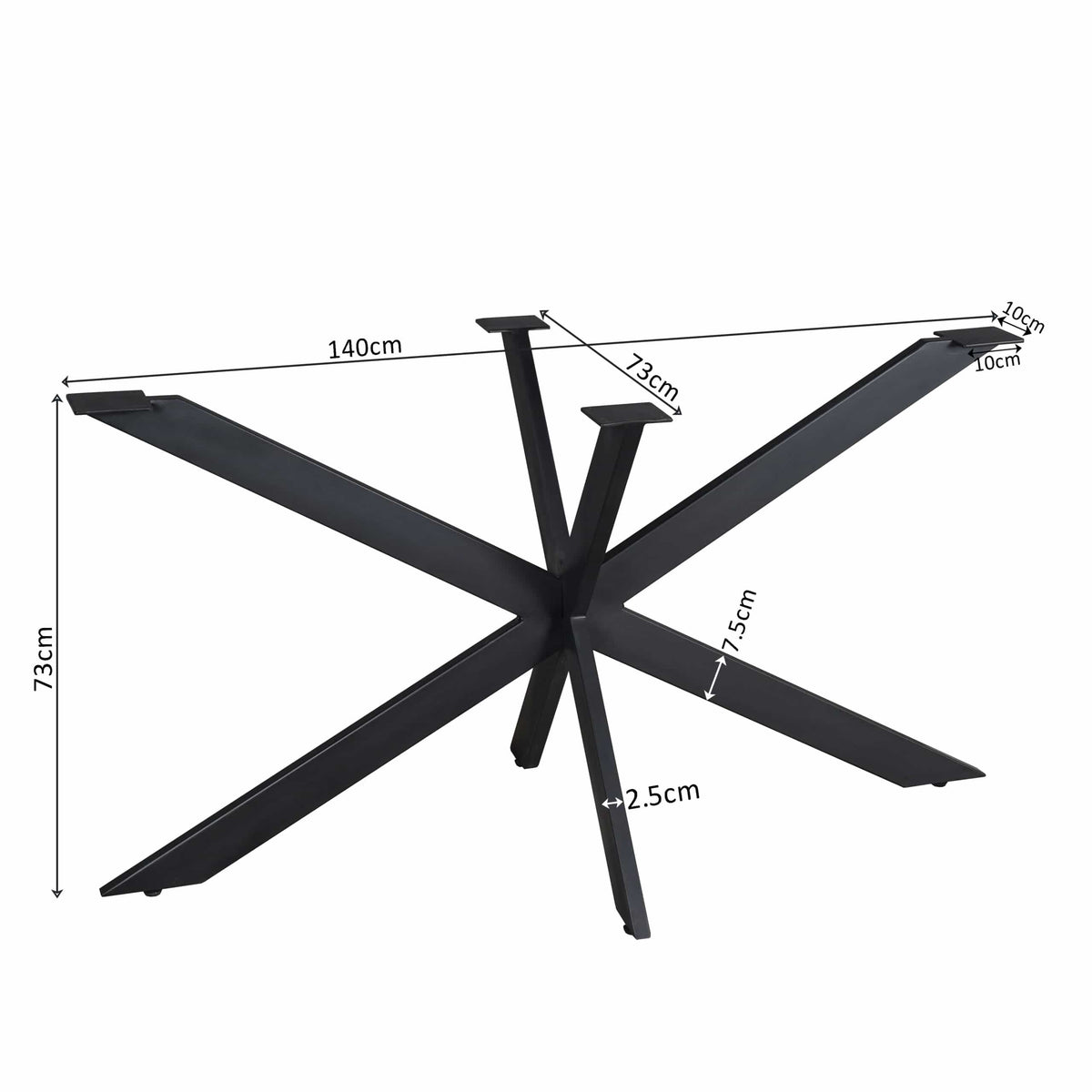 Matrixpoot Zwart Ovaal/Rechthoek 140 cm Koker 2,5x7,5 cm Starfurn
