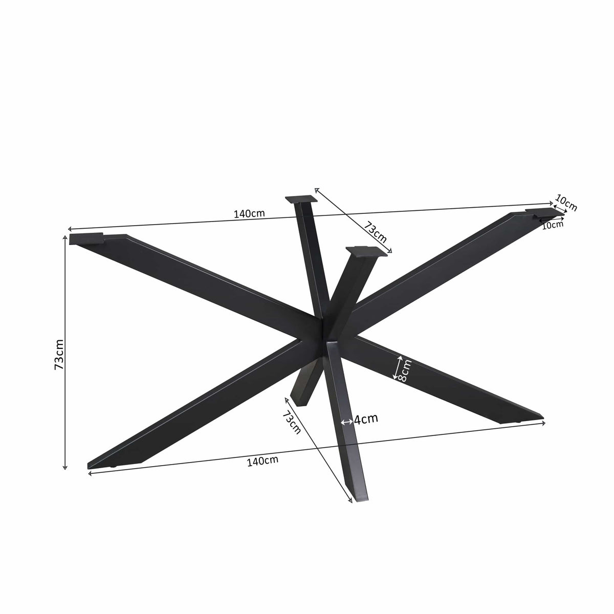 Matrixpoot Zwart Ovaal/Rechthoek 140 cm Koker 4x8 cm Starfurn