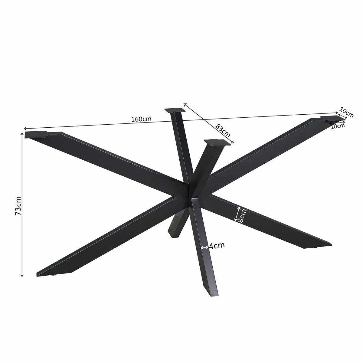 Matrixpoot Zwart Ovaal/Rechthoek 160 cm Koker 4x8 cm Starfurn