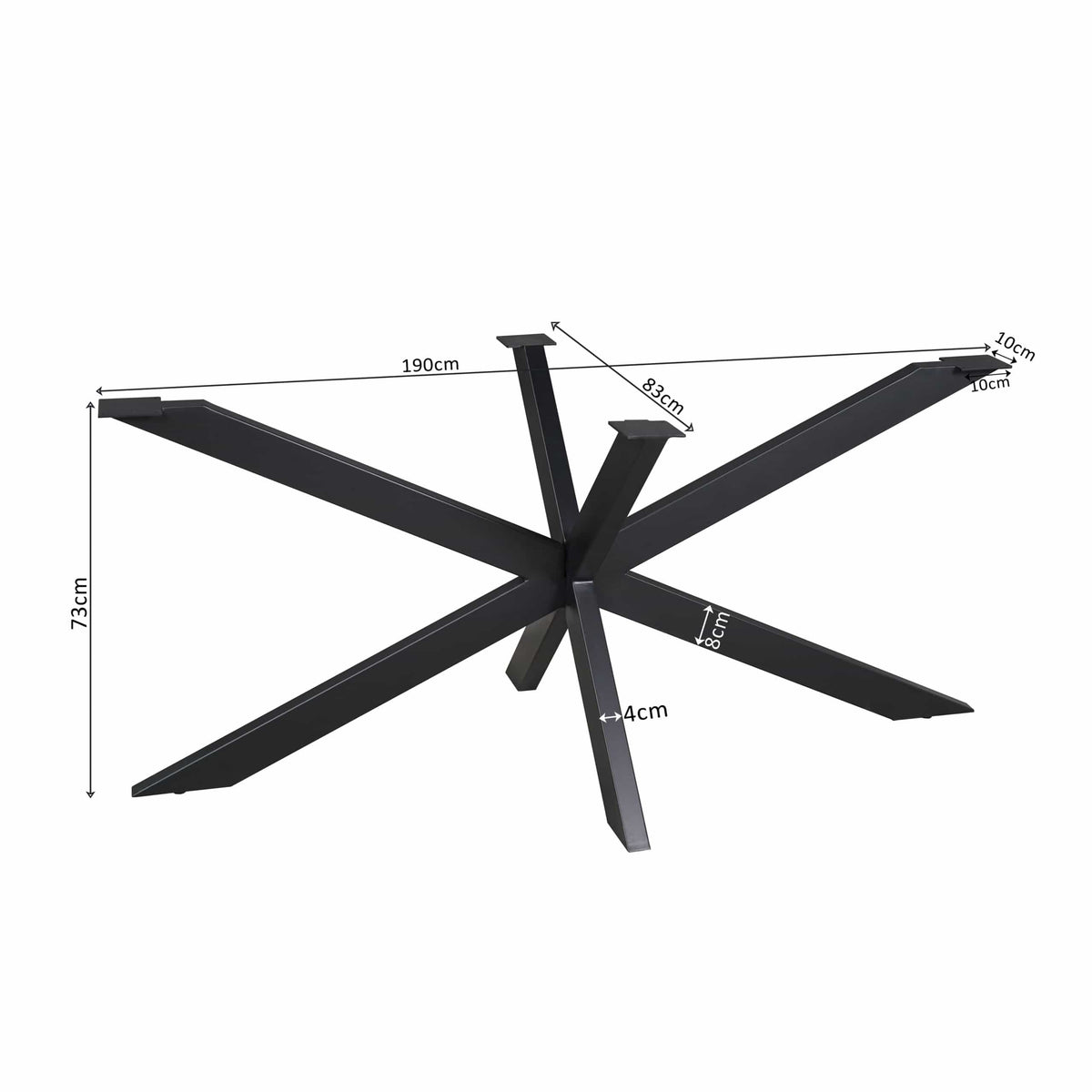 Matrixpoot Zwart Ovaal/Rechthoek 190 cm Koker 4x8 cm Starfurn