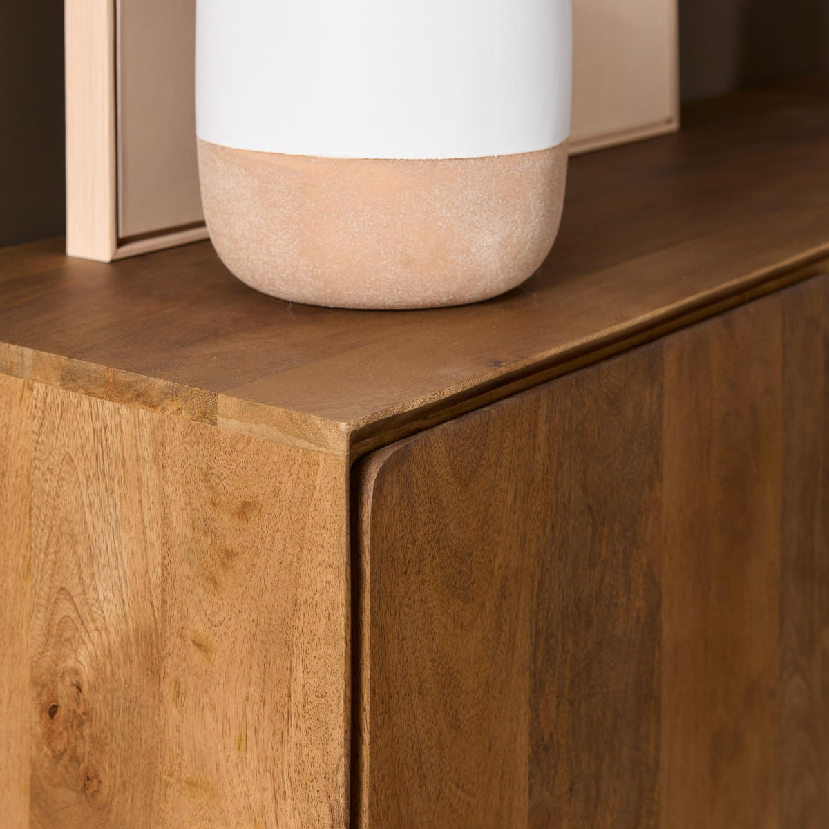 Modern naturel tv-meubel van mangohout, 200 cm breed, minimalistisch design, foto 5