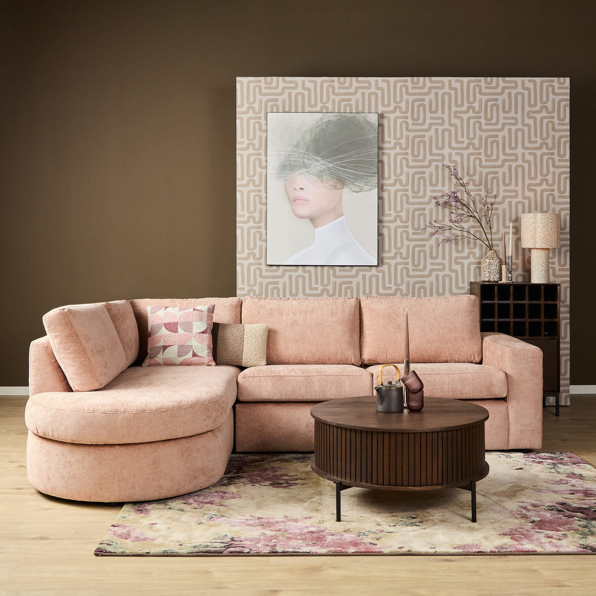 MySofa Alma Hoekbank Roze 2,5 zits+Divan Rechts Starfurn