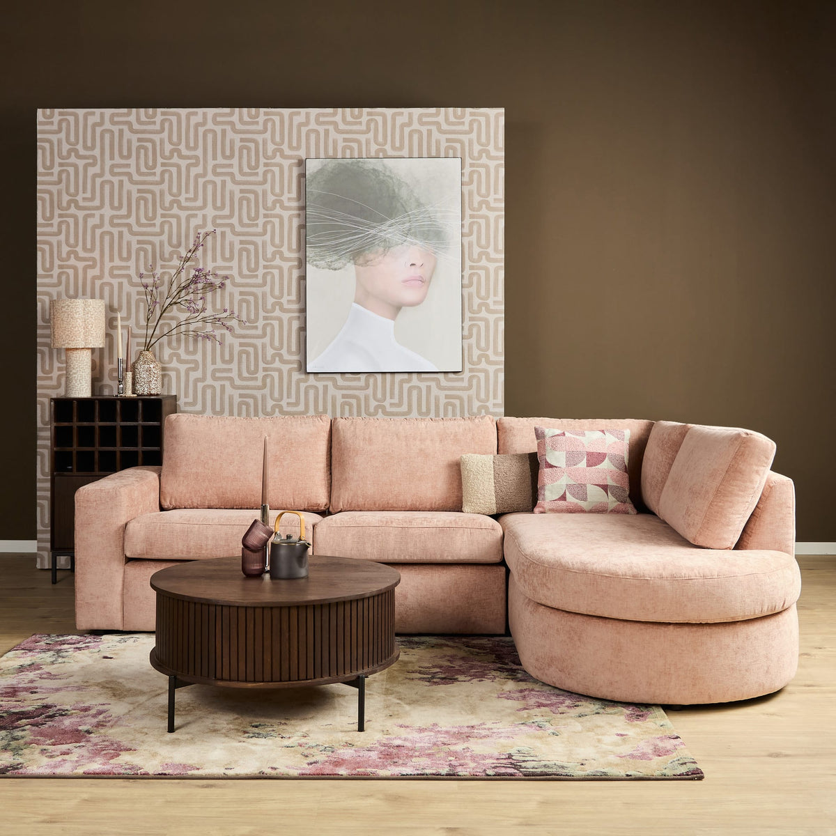 MySofa Alma Hoekbank Roze 2,5 zits+Divan Rechts Starfurn