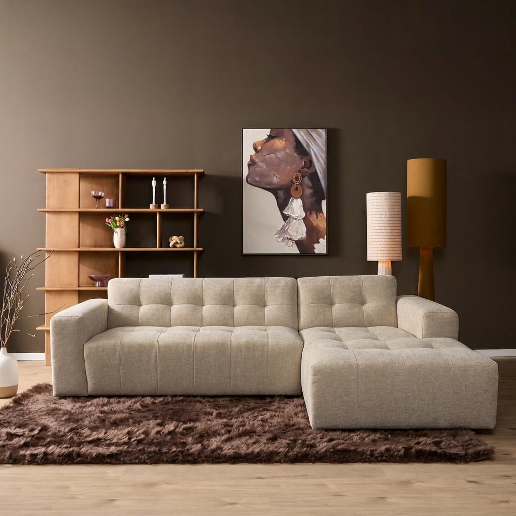 MySofa Ruby Hoekbank Beige  2,5 zits AL + Lounge R Starfurn