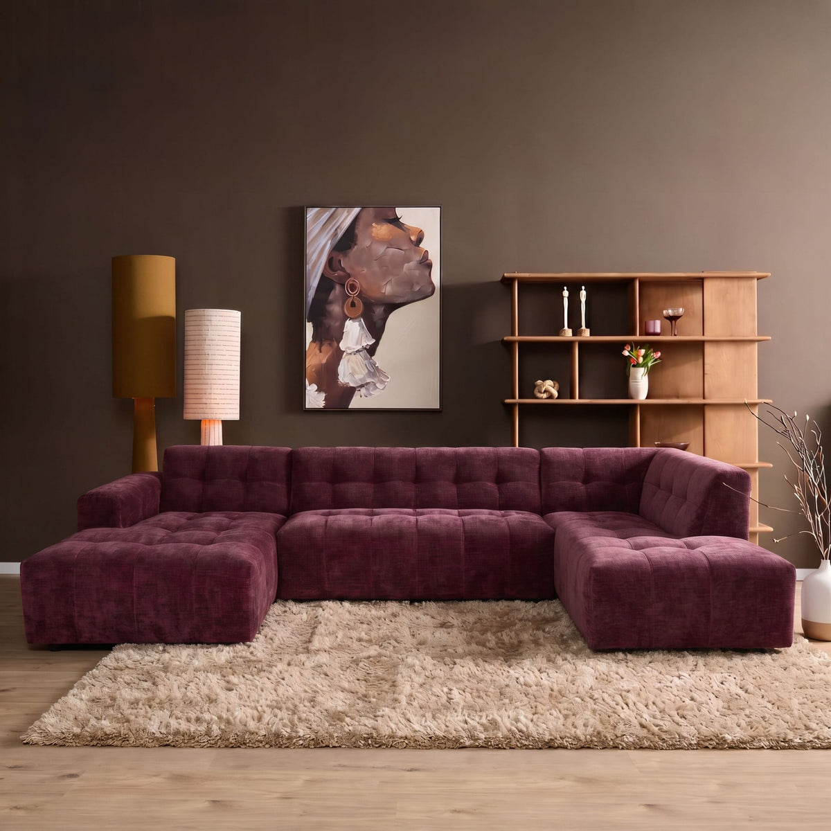 MySofa Ruby U-bank Beige Lounge L + 2,5 + Ottomane R Starfurn