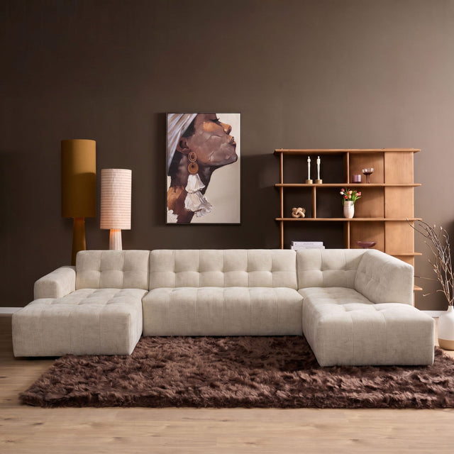 MySofa Ruby U-bank Beige Lounge L + 2,5 + Ottomane R Starfurn