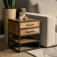 Nachtkastje - Naturel - Mangohout - Metaal - 45 cm - 2 Laden Nightstands Starfurn