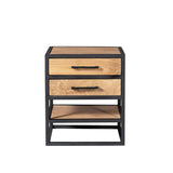 Nachtkastje - Naturel - Mangohout - Metaal - 45 cm - 2 Laden Nightstands Starfurn