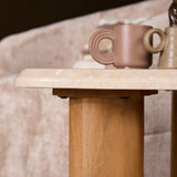 Organische Bijzettafel - Naturel Mangohout & Botticino Marmer - 60 cm End Tables Starfurn