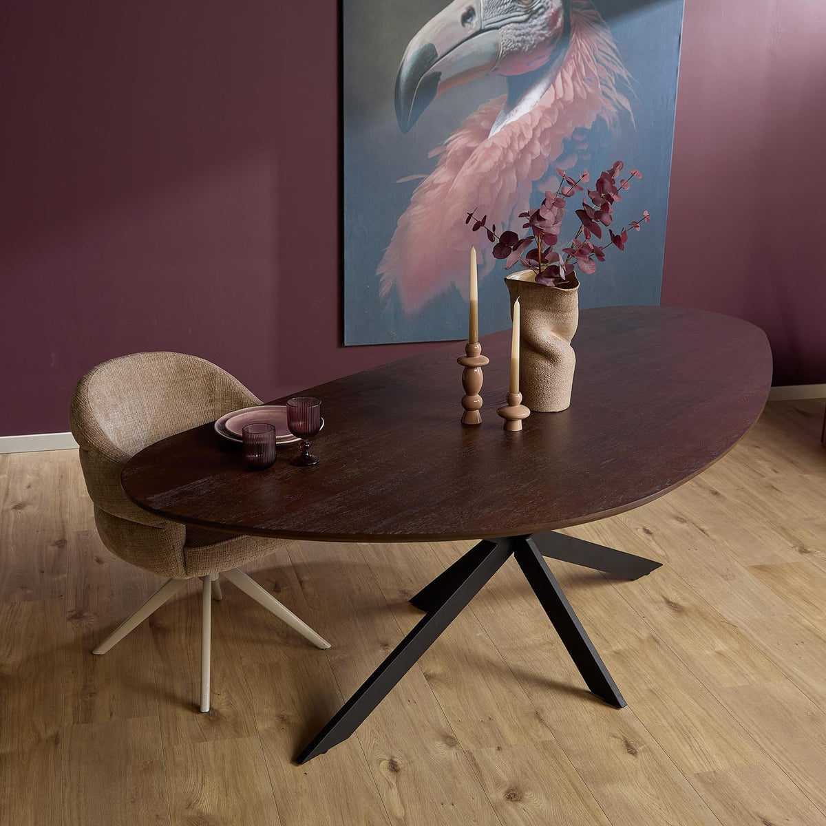 Organische Eettafel - Bruin Eikenhout - 210 cm - Matrixpoot Kitchen & Dining Room Tables Starfurn