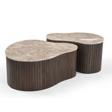 Organische Salontafel - Bruin Mangohout & Marmer - 70 cm Coffee Tables Starfurn