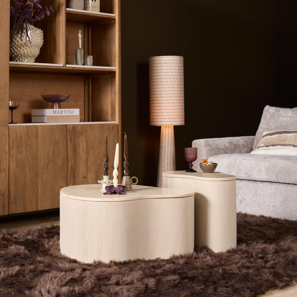Organische Salontafel - Mangohout Zand & Marmer - 50 cm End Tables Starfurn