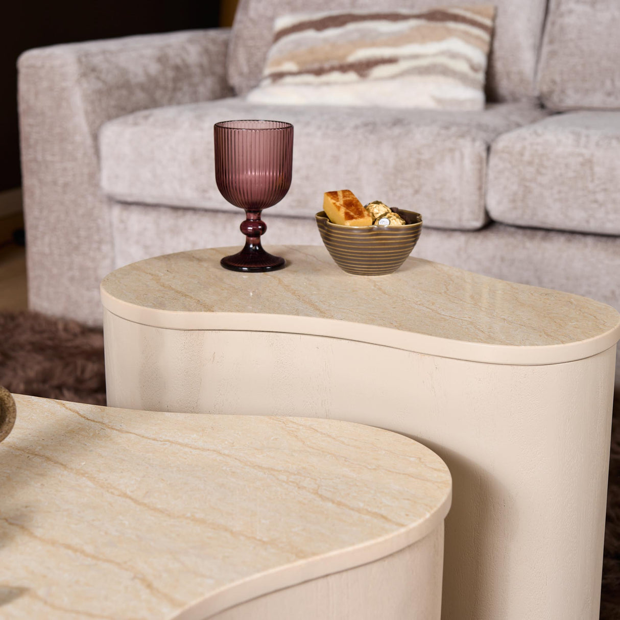 Organische Salontafel - Mangohout Zand & Marmer - 77 cm Coffee Tables Starfurn