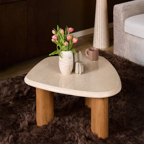 Organische Salontafel - Naturel Mangohout & Botticino Marmer - 84 cm Coffee Tables Starfurn