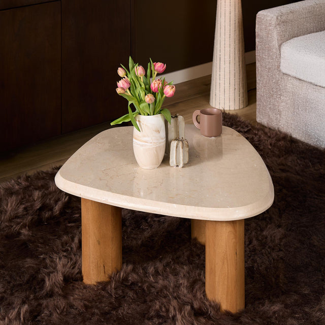 Organische Salontafel - Naturel Mangohout & Botticino Marmer - 84 cm Coffee Tables Starfurn
