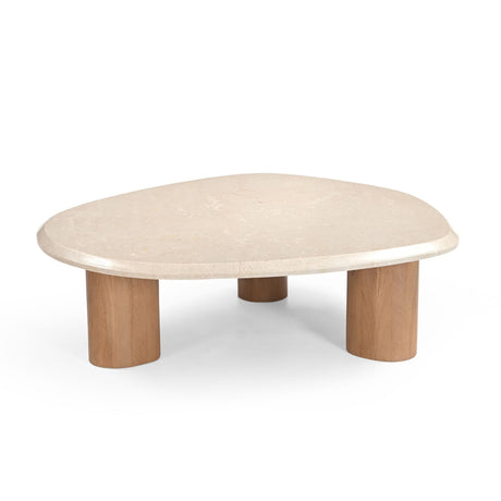 Organisch gevormde salontafel van naturel mangohout met marmeren blad, 100 cm, foto 4