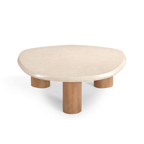 Organisch gevormde salontafel van naturel mangohout met marmeren blad, 100 cm, foto 5