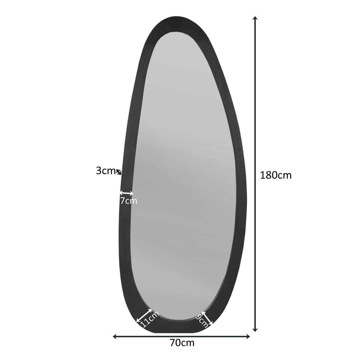 Organische spiegel Lou Zwart  Mangohout 180 cm Starfurn