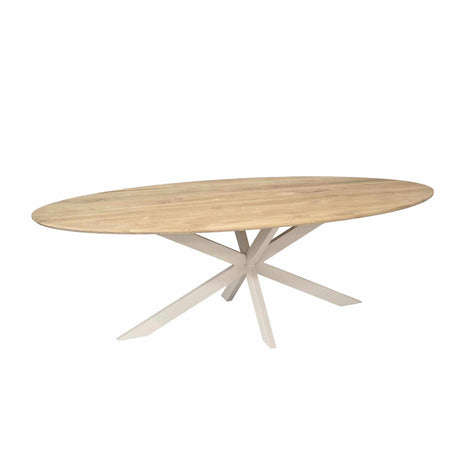 Ovale eettafel van naturel eikenhout, 240 cm, met zandkleurige poot, foto 3