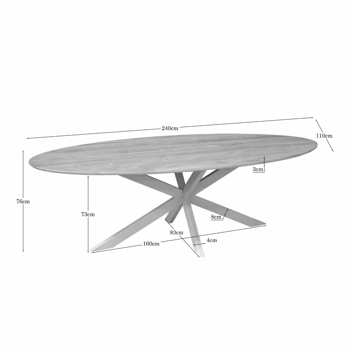 Ovale Eettafel - Naturel Eikenhout - 240 cm - Zandkleurige Poot Kitchen & Dining Room Tables Starfurn