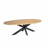 Ovale Eettafel - Naturel Mangohout - 240 cm - Matrixpoot - Industrieel Kitchen & Dining Room Tables Starfurn