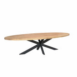 Ovale Eettafel - Naturel Mangohout - 300 cm - Matrixpoot - Industrieel Kitchen & Dining Room Tables Starfurn