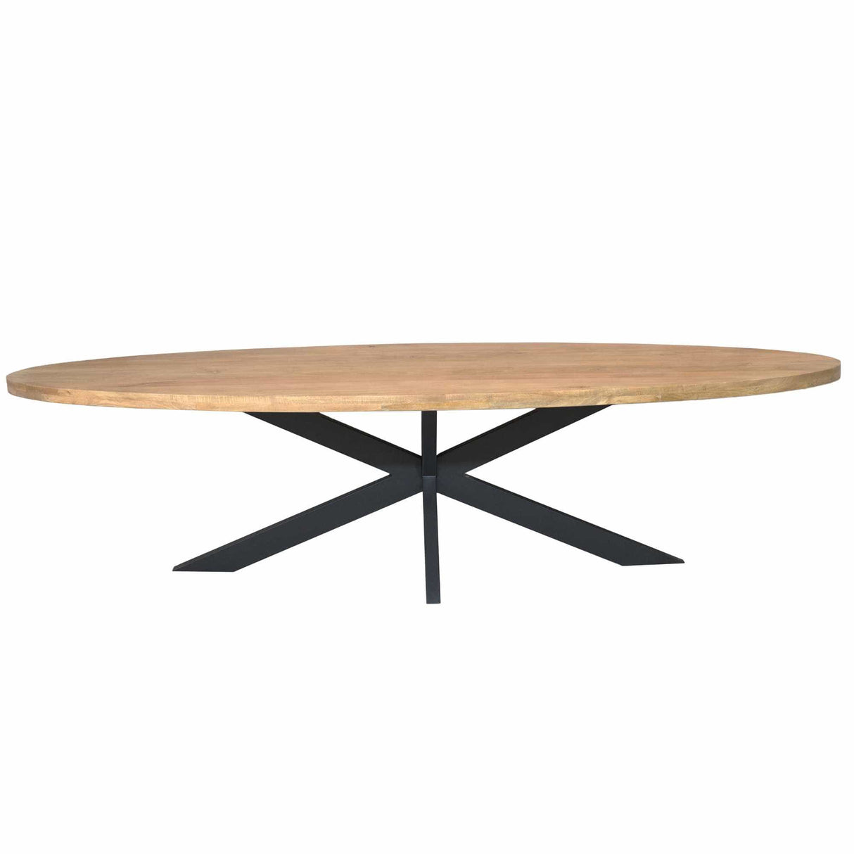 Ovale Eettafel - Naturel Mangohout - 300 cm - Matrixpoot - Industrieel Kitchen & Dining Room Tables Starfurn