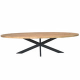 Ovale Eettafel - Naturel Mangohout - 300 cm - Matrixpoot - Industrieel Kitchen & Dining Room Tables Starfurn
