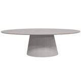 Ovale Eettafel - Taupe Mangohout - 210 cm - Lattenpatroon op Zuilpoot Kitchen & Dining Room Tables Starfurn