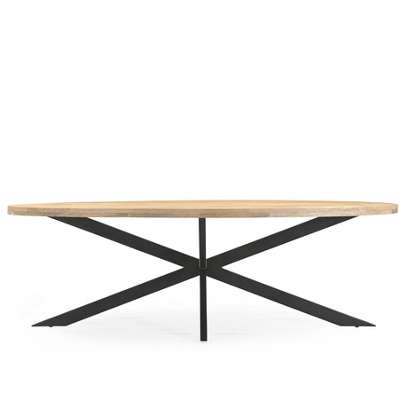 Ovale eettafel van warm mangohout, 200 x 100 cm, met matrixpoot, foto 2