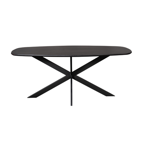Ovale eettafel van zwart eikenhout, 180 cm, met stalen spiderpoot, foto 2