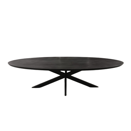 Ovale eettafel van zwart mangohout, 240 cm, met matrixpoot, foto 4