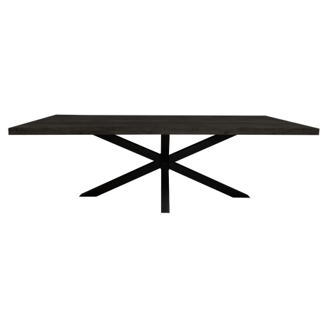 Rechthoekige eettafel van massief zwart mangohout, 180 cm, met zwarte metalen matrixpoot, foto 2