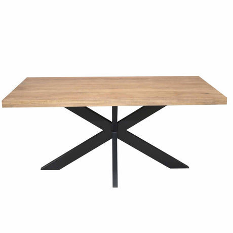 Rechthoekige eettafel van naturel mangohout, 180 cm, met industriële matrixpoot, foto 2