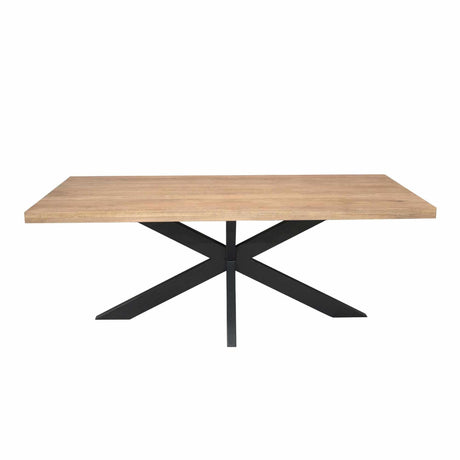 Rechthoekige eettafel van naturel mangohout, 200 cm, met industriële matrixpoot, foto 2