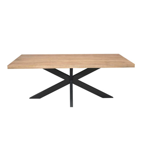 Rechthoekige eettafel van naturel mangohout, 200 cm, met industriële matrixpoot, foto 5