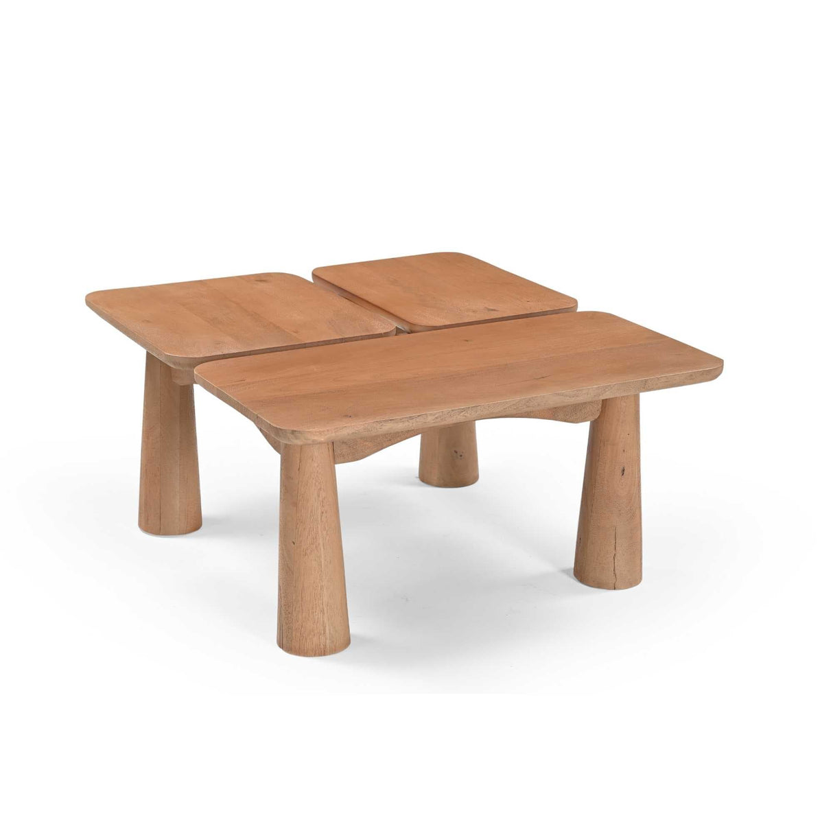 Rechthoekige Salontafel - Naturel Mangohout - 80 cm - 3 Panelen Coffee Tables Starfurn