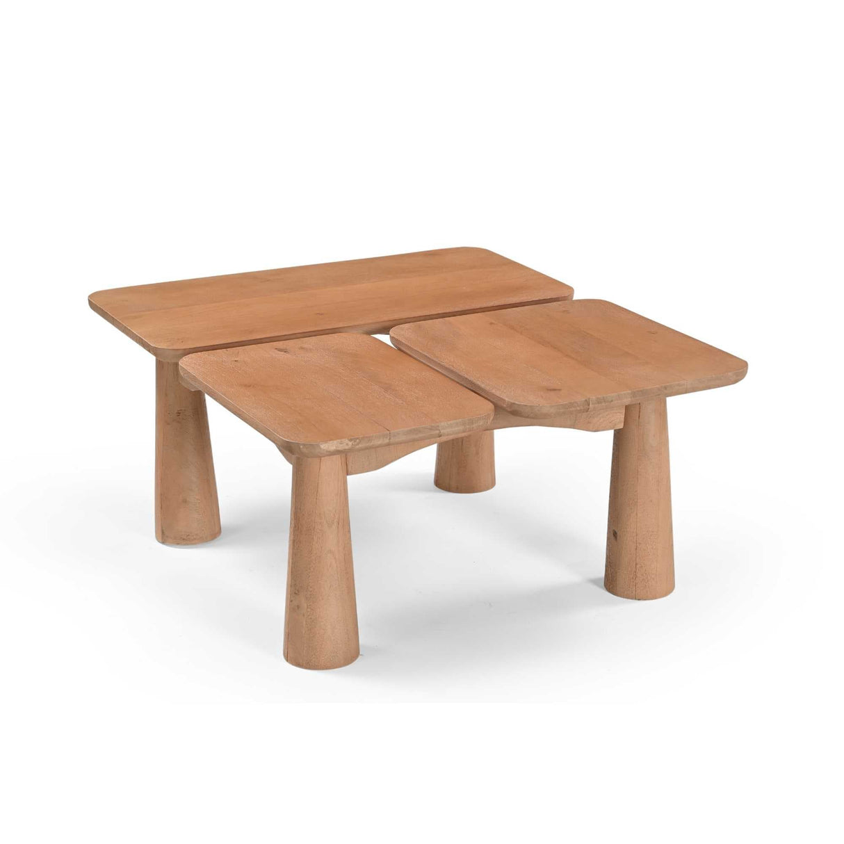 Rechthoekige Salontafel - Naturel Mangohout - 80 cm - 3 Panelen Coffee Tables Starfurn