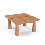 Rechthoekige Salontafel - Naturel Mangohout - 80 cm - 3 Panelen Coffee Tables Starfurn