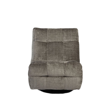 Draaibare relaxfauteuil in grijs met vierkante stiknaden en schommelstand, foto 5