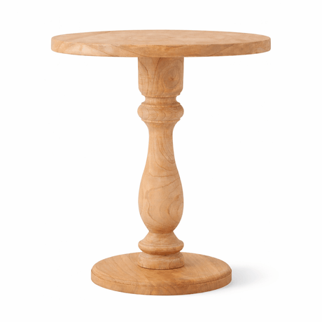 Ronde Bijzettafel Adamsville Rond 50 cm – Massief Mindi Hout – Landhuisstijl Bijzettafels Knuska