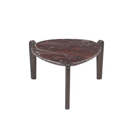 Ronde bijzettafel van rood marmer met slanke poten, Ø 66 cm, foto 2