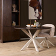 Ronde Eettafel - Bruin Mangohout - 110 cm - Zandkleurige Metalen Spiderpoot Kitchen & Dining Room Tables Starfurn