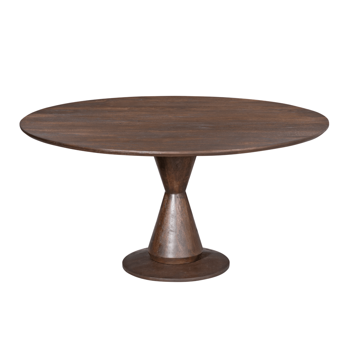 Ronde Eettafel - Bruin Mangohout - 130 cm - Design Zandloperpoot Kitchen & Dining Room Tables Starfurn